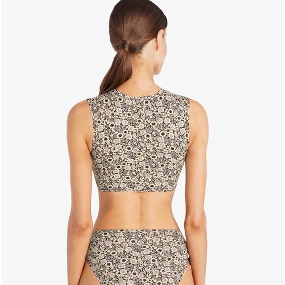 ROBIN PICCONE Aubrey Bikini Floral Tank Top Black White Cropped Women's S - Picture 4 of 10
